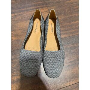 Comfortview Flats Silver Metallic Woven Rubber Sole Womans 9WW